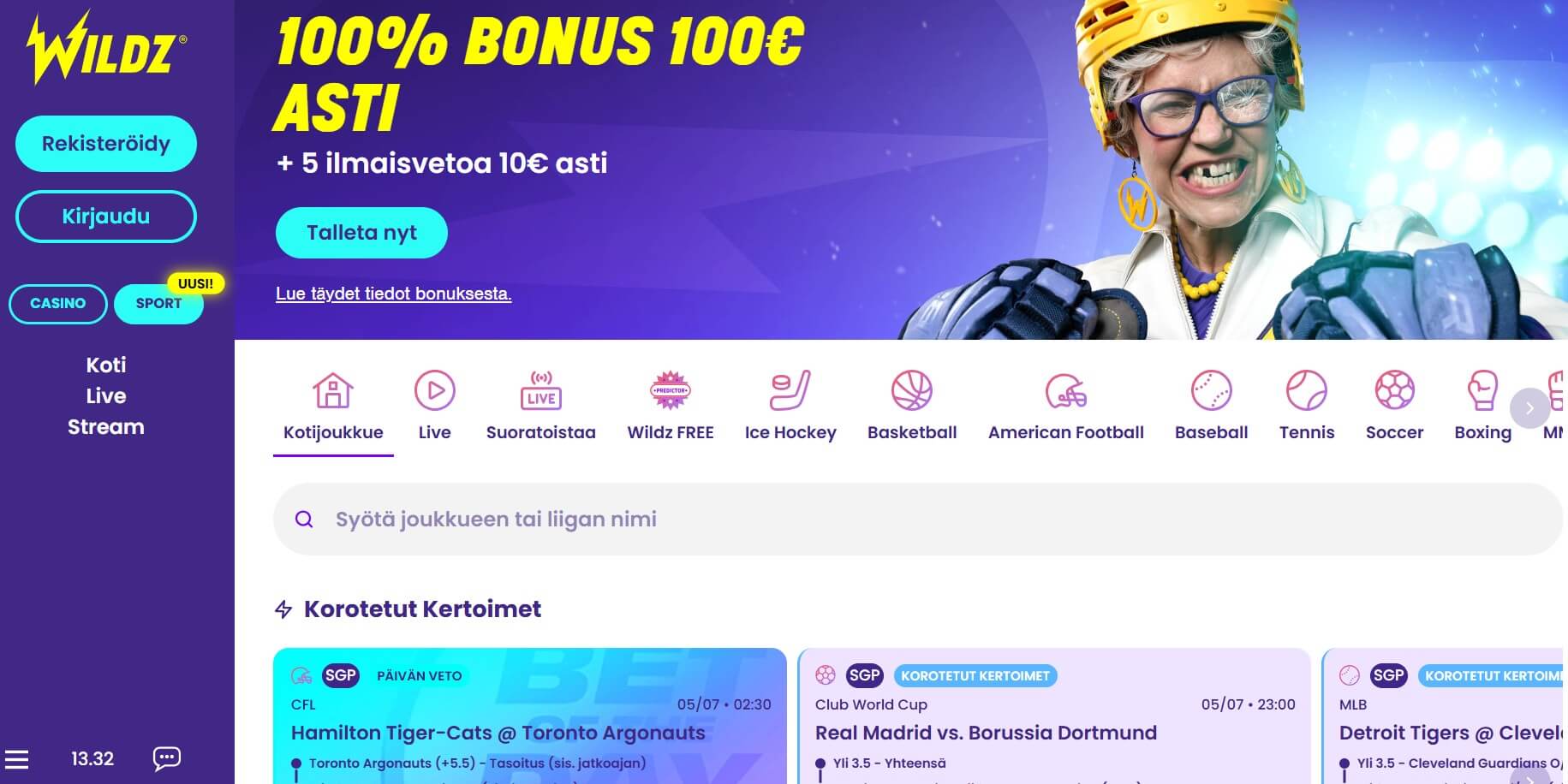 Wildz Casino vedonlyönti